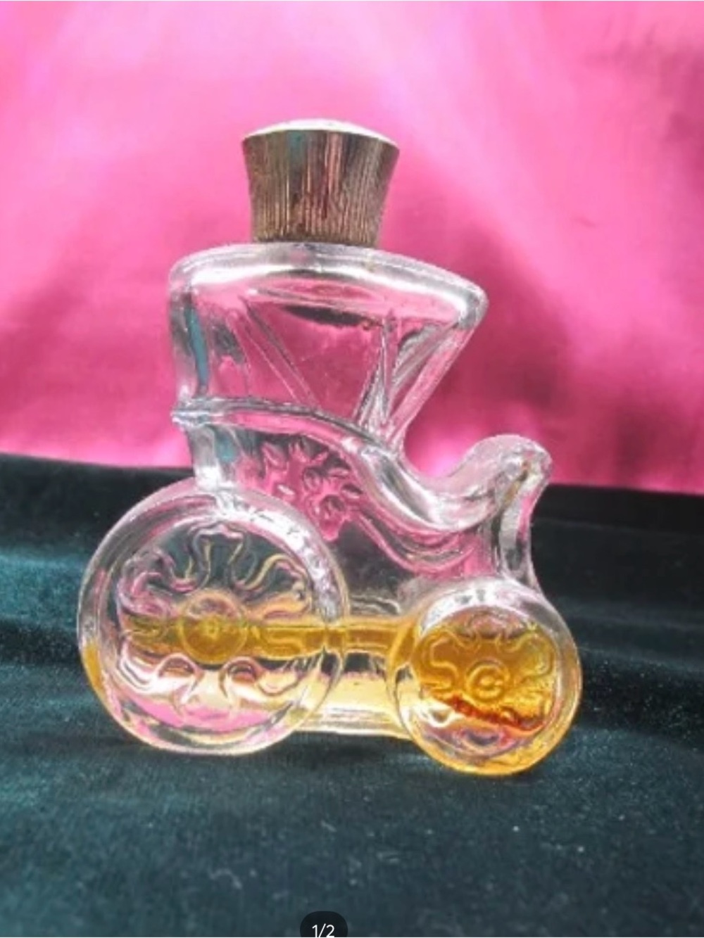 Clear Glass Baby Carriage Bottle with Gold Cap